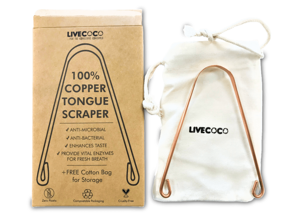 LiveCoco - Pure Copper Tongue Scraper (anti-microbial)