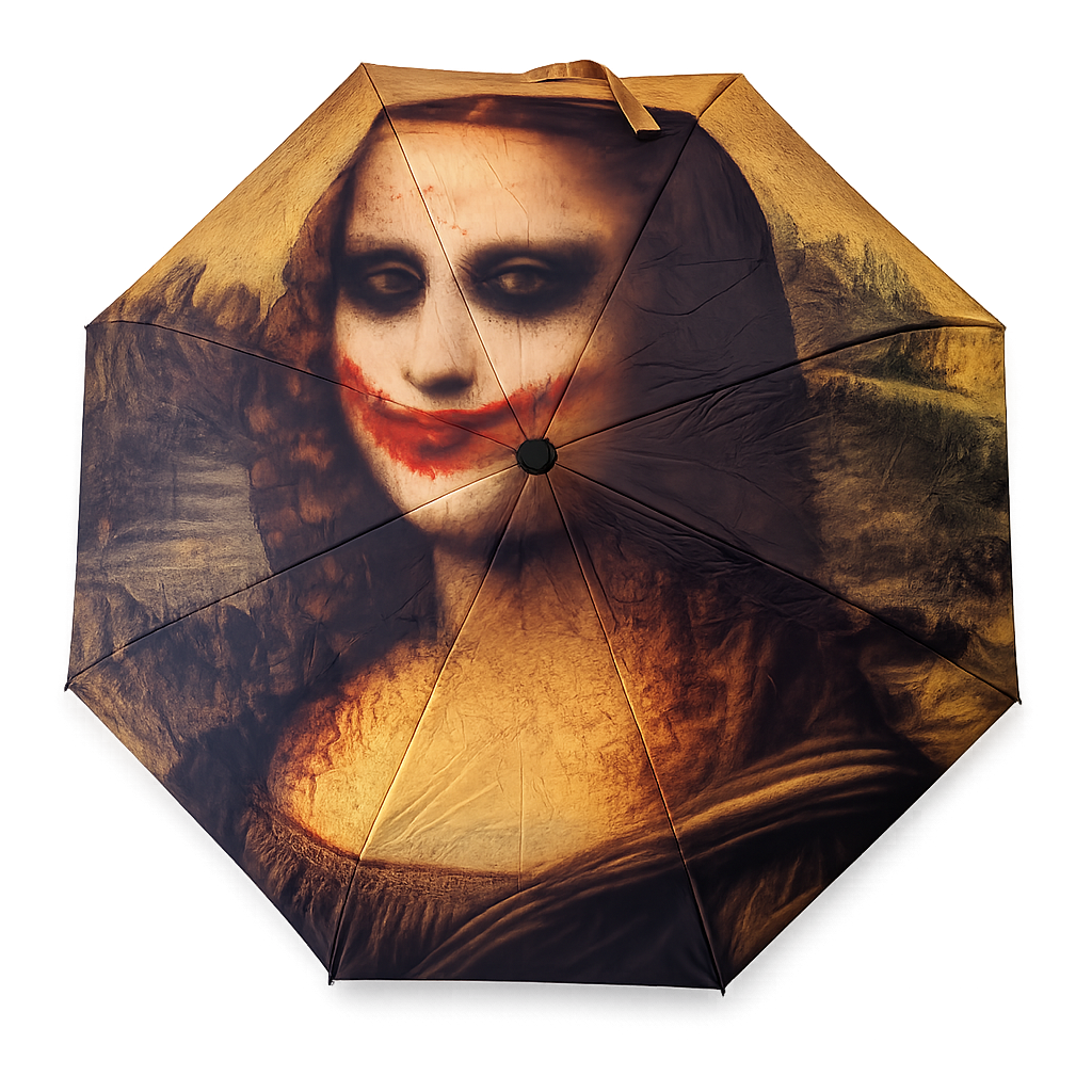 Brolly LTD Mona Lisa's Smile Compact limited edition umbrella — front view