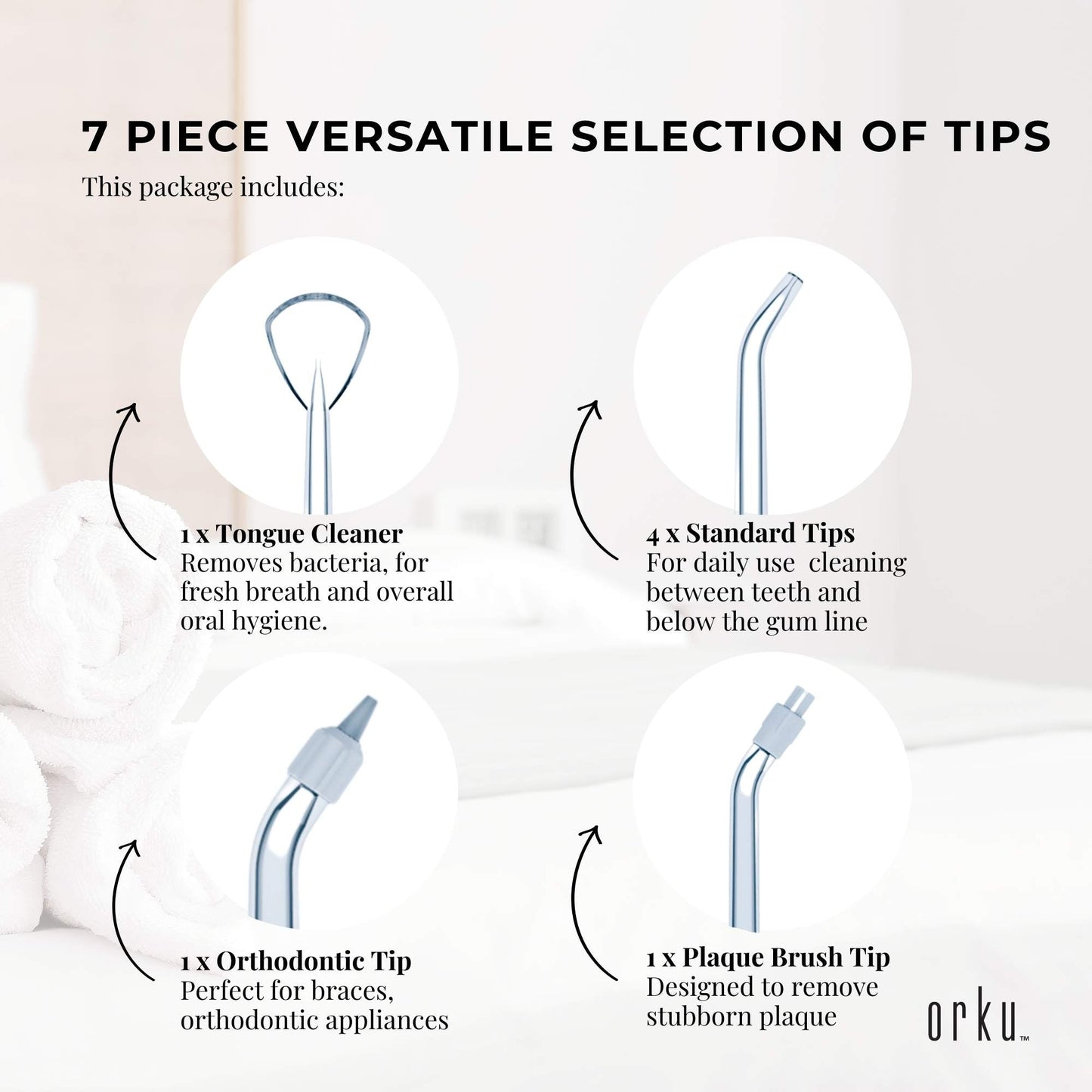 Orku - Water Jet Dental Flosser 600ml Black Electric Oral Pressure Tooth Irrigator