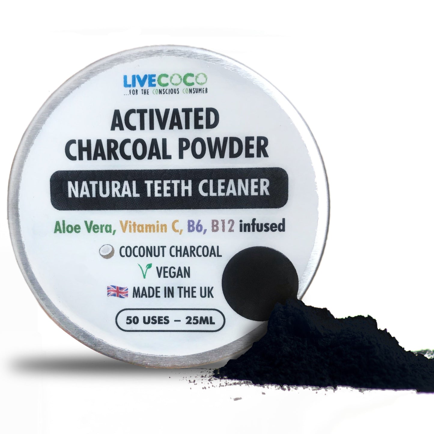 LiveCoco - Teeth Cleaning Powder (Vitamins & Aloe Vera Infused)